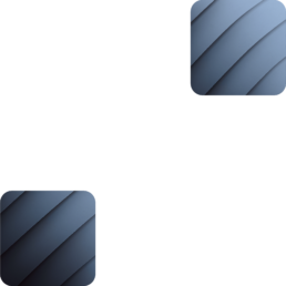 Two rounded squares filled with layered blue-gray diagonal panels